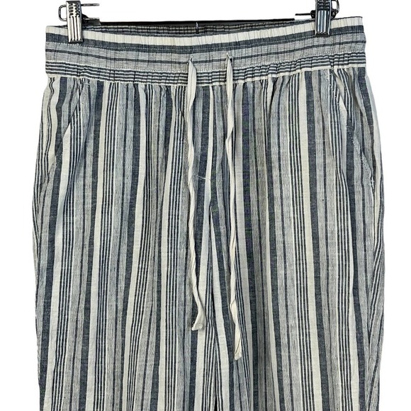 Zac & RACHEL STRIPED SMOCKED DRAWSTRING WAIST WIDE LEG PANT BLUE MULTI MEDIUM - Picture 4 of 13
